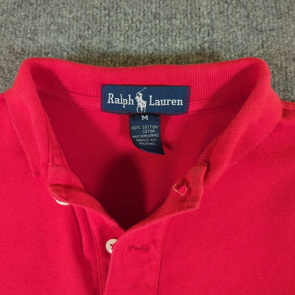 Ralph Lauren Mens Short Sleeve Pique‎ Cotton Polo Shirt Red Medium Pony 2570